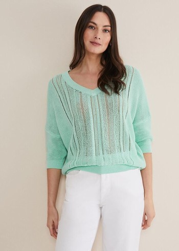 Phase Eight Nadia Tape Knitwear Mint USA | 0458673-BV